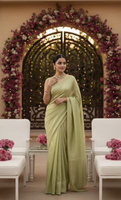 TAR Solid/Plain Tant Silk Blend Saree(Green)