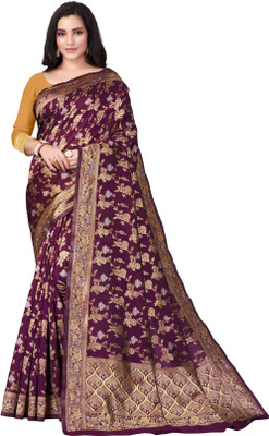 Vedant Vastram Woven Banarasi Silk Blend Saree(Purple)