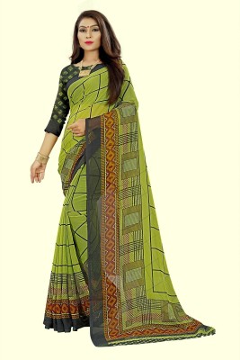 RUNAYA NX Printed Daily Wear Georgette Saree(Light Green)