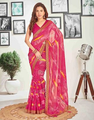 Panchvati NX Printed Bollywood Chiffon Saree(Pink)