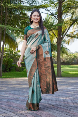 MANJULA SAREE Woven Banarasi Cotton Silk Saree(Light Green)