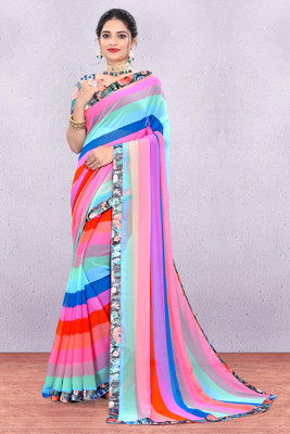 NESHVI ENTERPRISE Printed Leheria Georgette Saree(Multicolor)