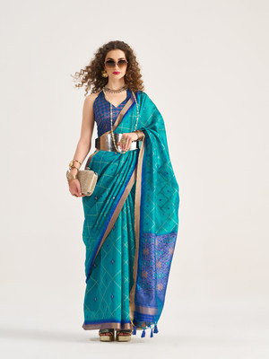 nikatt Digital Print Bandhani Art Silk Saree(Blue)