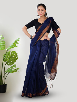 Shaw Creation Self Design Handloom Handloom Linen Saree(Blue)