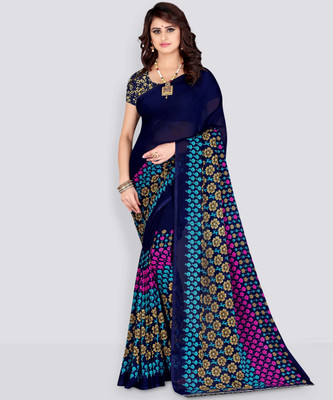 Leelavati Printed Daily Wear Georgette Saree(Dark Blue)