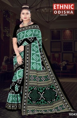 ETHNIC SAREES Bharat Printed Sambalpuri Pure Cotton Saree(Green)