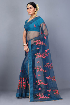 PATLANI STYLE Embroidered Bollywood Net Saree(Multicolor)