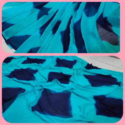 HouseOfCommon Self Design Bandhani Chiffon Saree(Blue)