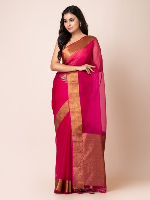 Kk Kavvya Crsk Embroidered Assam Silk Art Silk Saree(Pink)