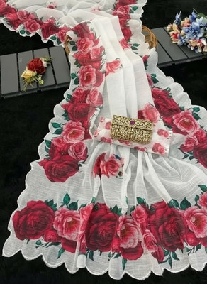 parakhiya fab Embellished Bollywood Cotton Silk, Art Silk Saree(Maroon, White)