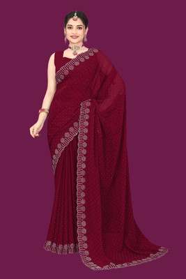 Shiv Febric Embellished Chanderi Art Silk, Dupion Silk Saree(Maroon)