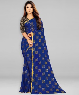 Divastri Self Design Bollywood Chiffon Saree(Dark Blue)