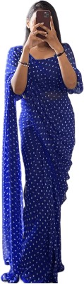 Sidhidata Textile Digital Print, Polka Print Bollywood Georgette Saree(Blue)