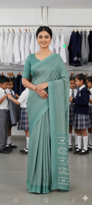 Vini Enterprises Printed, Self Design Daily Wear Crepe Saree(Blue)