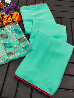 KALPNA CREATION Solid/Plain Bollywood Georgette Saree(Light Green)