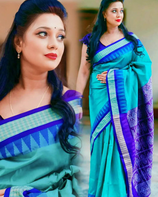 NationalSaree Temple Border Sambalpuri Art Silk Saree(Multicolor)