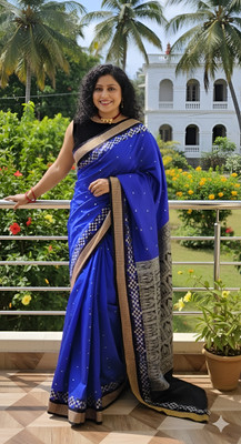 Laxmipati sarees Printed Bollywood Chiffon Saree(Blue)