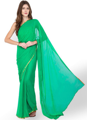 SainiVastra Self Design Bollywood Chiffon Saree(Green)