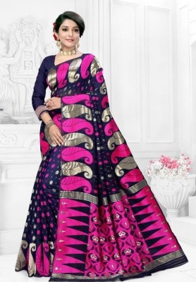 sakhicreation Woven, Self Design Jamdani Cotton Blend Saree(Multicolor)