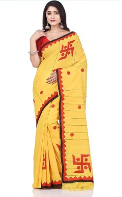 Krishneshwari Striped Handloom Pure Cotton Saree(Multicolor)