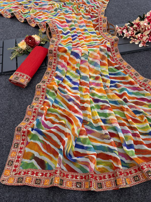 Sahaj Creation Embellished Assam Silk Georgette Saree(Multicolor)