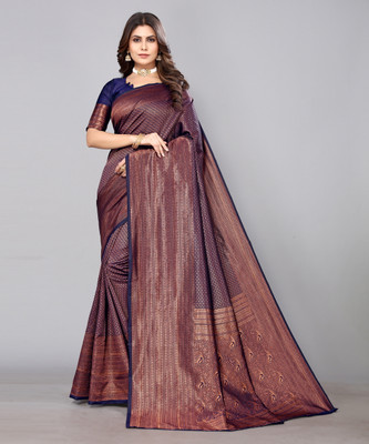 YASHIKA Woven Kanjivaram Art Silk Saree(Blue)