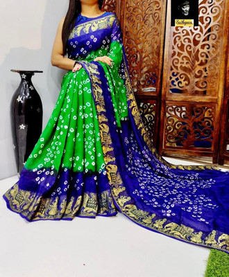 shreeji creation Self Design Bandhani Art Silk Saree(Pink)