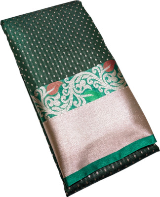 satrangi creation Self Design Banarasi Handloom Pure Silk Saree(Pack of 2, Dark Green)