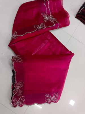 MAA Solid/Plain Bollywood Satin Saree(Beige)
