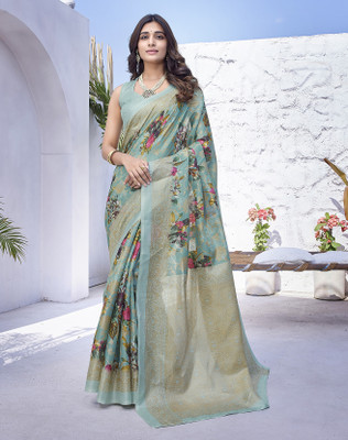 YASHIKA Printed Bollywood Art Silk Saree(Blue)