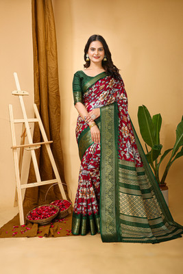 Divastri Woven Bollywood Silk Blend Saree(Red)