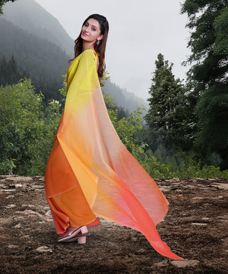 Ratnavati Dyed Bollywood Organza Saree(Yellow)