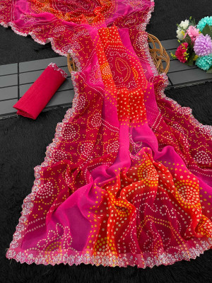 Divastri Printed Daily Wear Georgette Saree(Red)