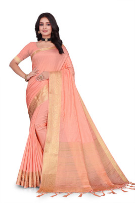 Aarunika SBT Solid/Plain Bollywood Pure Silk Saree(Cream)