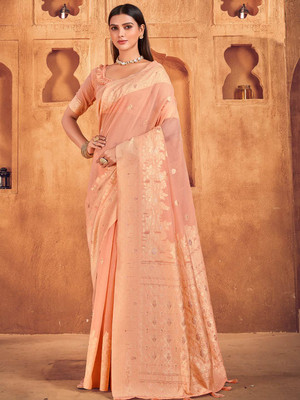 KARAGIRI Self Design Kota Doria Cotton Blend Saree(Pink)