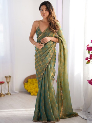 Amavii Embellished Bollywood Chiffon Saree(Light Green)