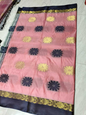 Upama Fabric Self Design Handloom Handloom Tussar Silk Saree(Pink)
