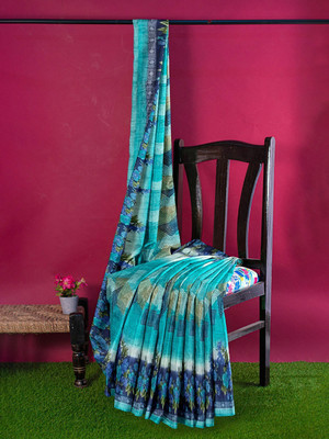 Suali Printed Daily Wear Georgette Saree(Light Blue)