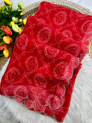 RAGISHA ENTERPRISE Self Design Bandhani Georgette Saree(Red)