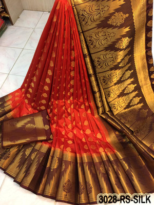 RAGHUNANDAN EXIM Printed Kanjivaram Nylon Saree(Red)
