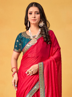 ANOUK Embroidered Bollywood Georgette Saree(Red)