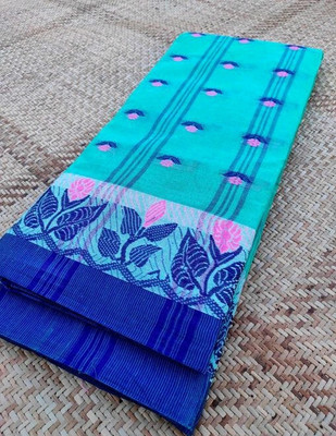 GOLU Self Design Tant Pure Cotton Saree(Dark Blue)