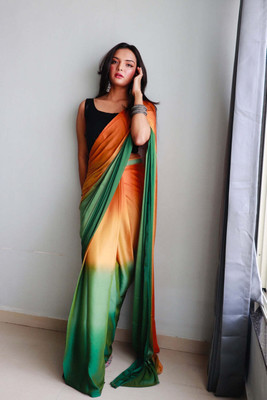 Bansari Textiles Solid/Plain Bollywood Nylon, Silk Blend Saree(Green)