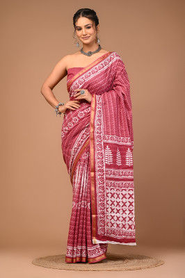 Shreeji Textiles Printed Bollywood Pure Cotton Saree(Pink)