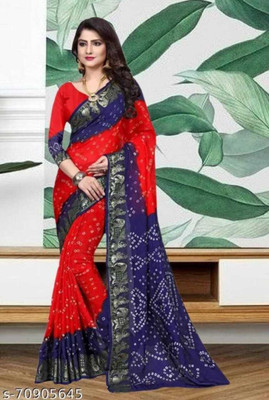 M.B.ENTERPRISE Self Design Bandhani Art Silk Saree(Red)