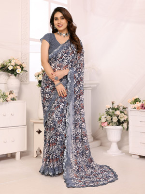 Divastri Printed Bollywood Georgette Saree(Grey)