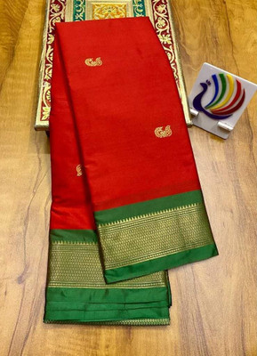 AS CREATION Self Design Kanjivaram Silk Blend Saree(Multicolor)
