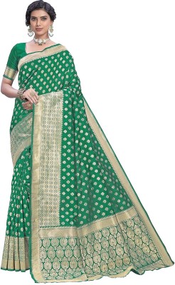 Aishwarya Sarees Self Design, Woven Banarasi Art Silk Saree(Green)