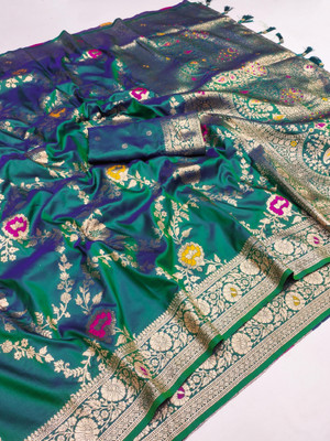 Divastri Woven Banarasi Cotton Silk Saree(Multicolor)
