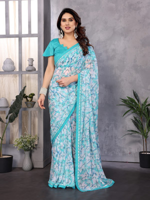 AAI LAXMI CREATION Digital Print Daily Wear Georgette Saree(Blue)